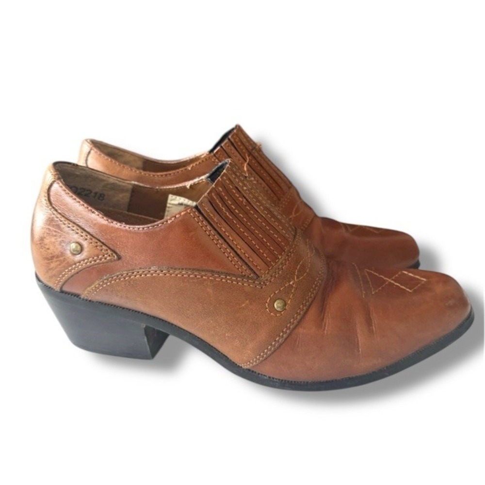Dingo Shoes Ankle Boots Brown Leather Low Western Women's Size 6.5 Dan Post VTG
